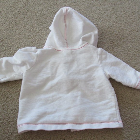 Circo Zip Up Hooded Jacket Girls Size 3M White Pink Stitch Long‎ Sleeve Coat - Picture 5 of 5